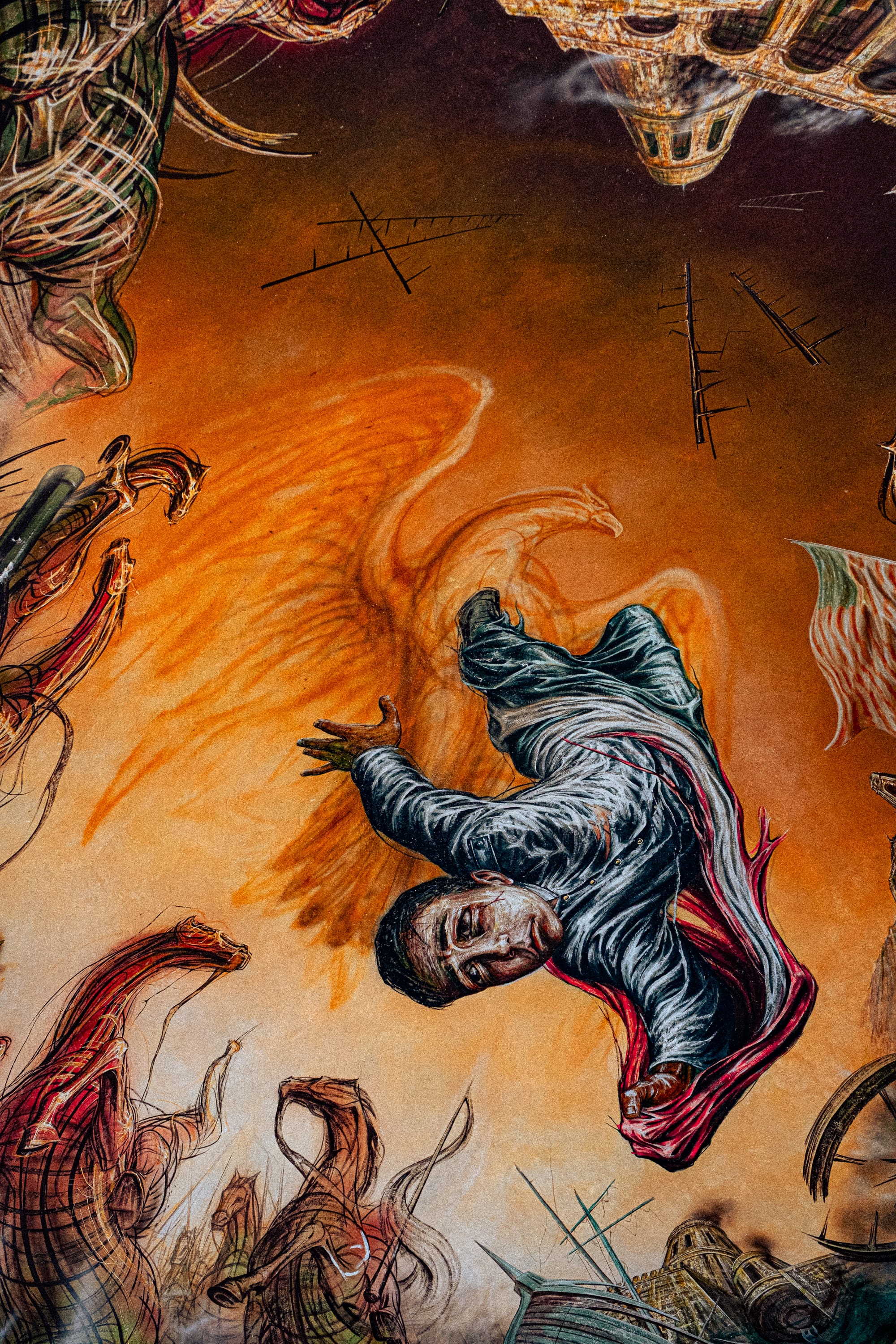 Chapultepec Castle Mexico City mural showing Battle of Chapultepec