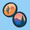 Stylized artwork showing two round lenses on a light blue background