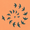 Graphic illustration of dark bird silhouettes arranged in a spiral pattern against a muted orange background